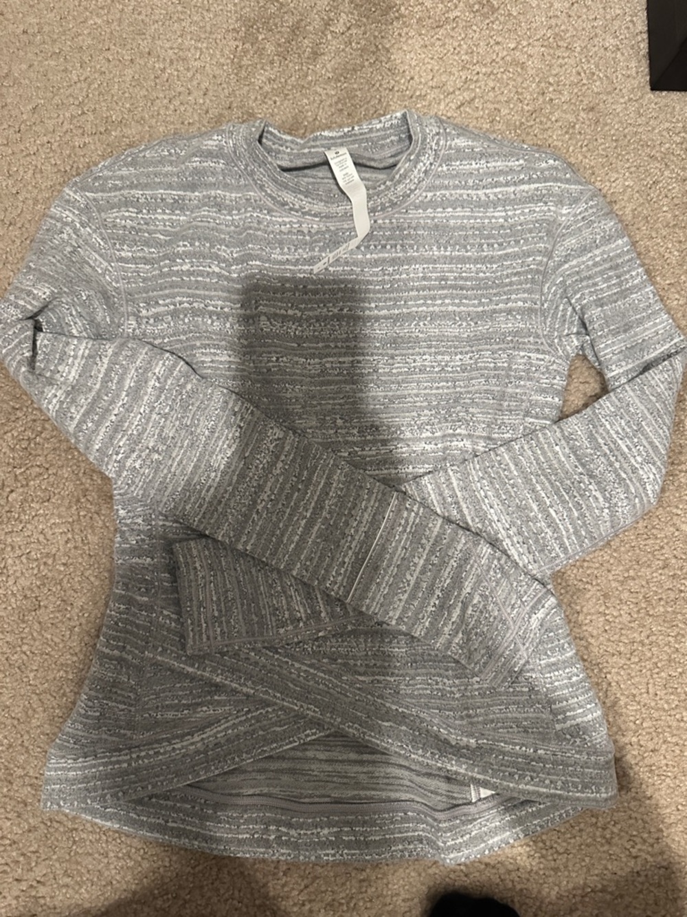 lululemon athletica Light Heather Gray Striped Crewneck